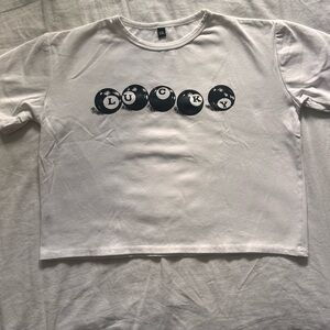 H&M White Graphic Crop Top